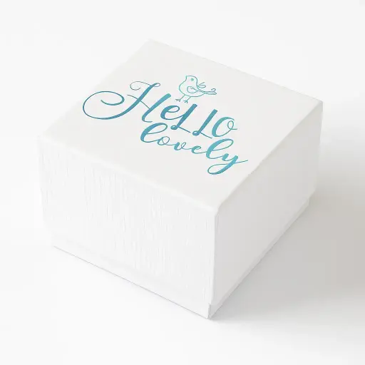 [B4804000000] B48 04 (4"x4"x3" Inches) White/Teal Gift Box | Bridesmaid Box 