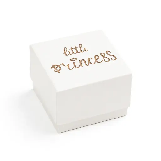 [B4806000000] B48 06 (4"x4"x3" Inches) White/Gold Gift Box | Newborn Baby Girl Gift Box | Baby Shower Gift | Gender Reveal (Girl) Gift Box