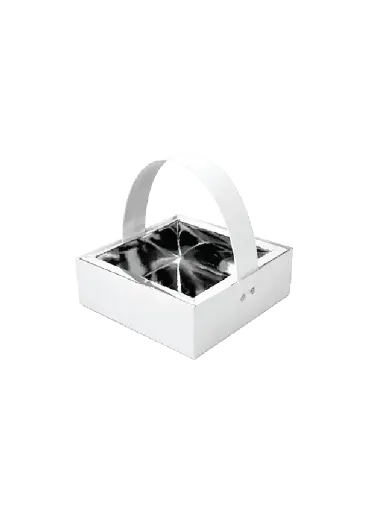[K0201CARDBO] K02 01 (10"X10"X3") White Square Gift Basket with Handle | Ideal Empty Hamper for Weddings, Anniversaries, Festive Occasions, Luxury Products, Corporate Events, Product Display