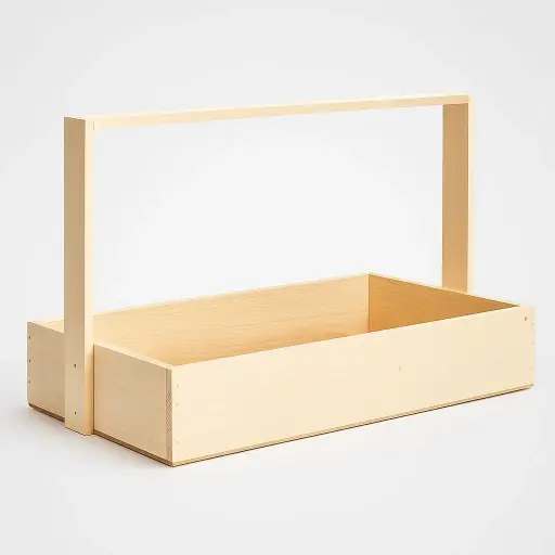 [K1002WOOD00] K10 02 (12"x18"X3") Natural Wooden Gift Basket with Handle | Ideal Empty Hamper for  Grand Celebrations, Weddings, Anniversaries, Festive Occasions, Luxury Products, Corporate Events, Product Display