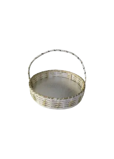 [K1506CANERO] K15 06 (16"X16"X3") Elegant White & Gold Woven Cane Gift Basket | Ideal Empty Hamper for  Grand Celebrations, Weddings, Anniversaries, Festive Occasions, Luxury Products, Corporate Events, Product Display